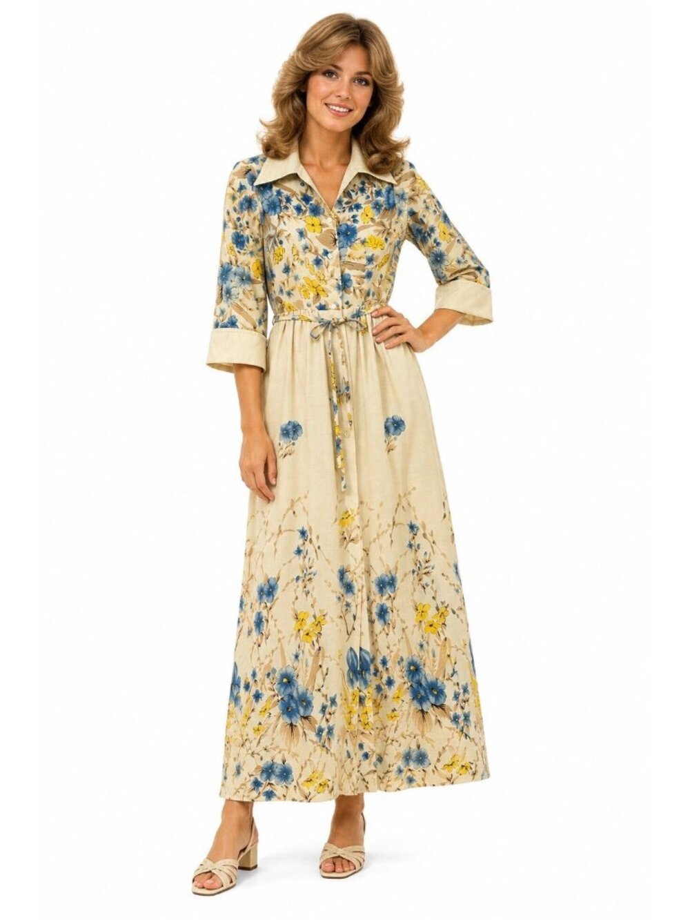 vintage 70s HOSTESS MAXI DRESS floral SMALL sears catalog housewife retro mod
